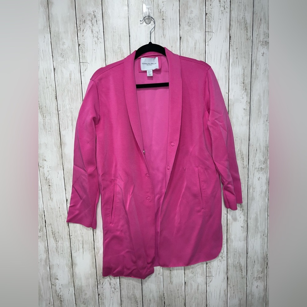 Carolina Belle Spandex Blazer Hot Pink Barbie Size XS Raw Hem Pockets